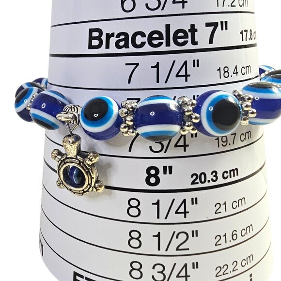 Turtle Evil Eye Bracelet eaded Stretched Friendship Spiritual Protection Good Lu - Picture 2 of 4